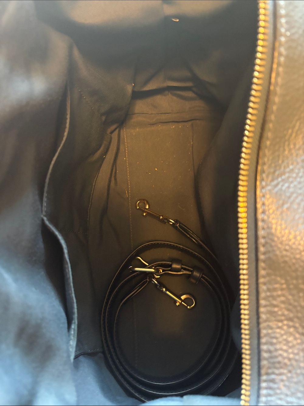 Coach Navy Pebbled Leather Satchel with suede sides and gold Hardware - Picture 9 of 9